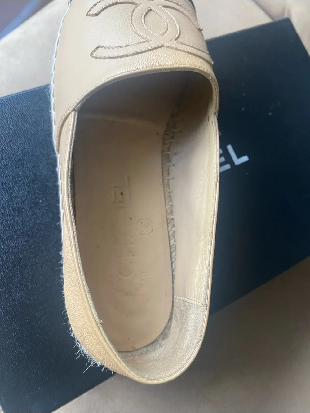 Chanel Beige with Black Toe Espadrilles